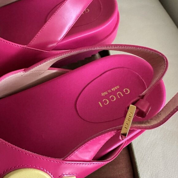 NEW GUCCI SANDALS PINK LEATHER SIZE 38.5 EU 100% Authentic - Picture 5 of 10